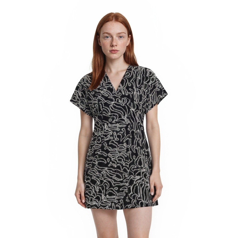 NEW Diane von Furstenberg Dress Women's Size 6 Black White Abstract Artsy